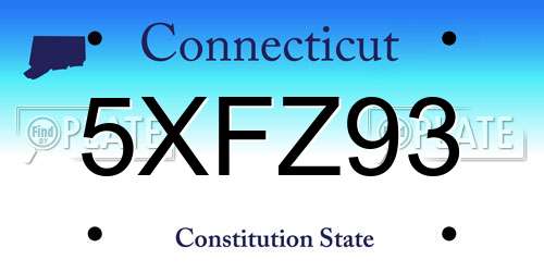 5XFZ93 Connecticut License Plate