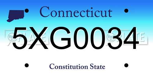 5XG0034 Connecticut License Plate