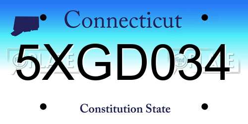 5XGD034 Connecticut License Plate