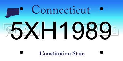 5XH1989 Connecticut License Plate