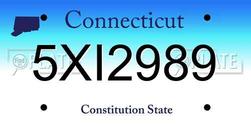 5XI2989 Connecticut License Plate