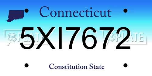 5XI7672 Connecticut License Plate