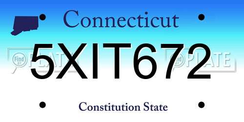 5XIT672 Connecticut License Plate