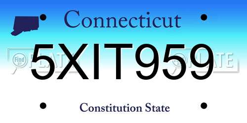 5XIT959 Connecticut License Plate