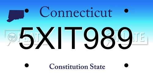 5XIT989 Connecticut License Plate