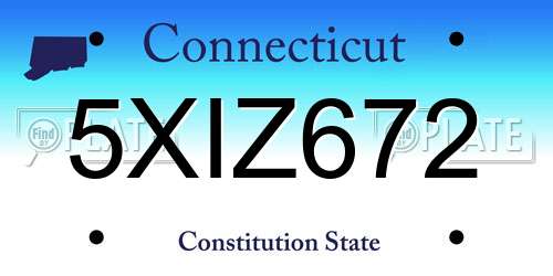 5XIZ672 Connecticut License Plate