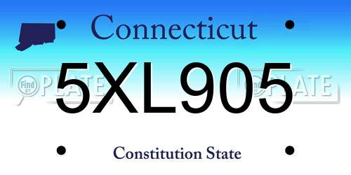 5XL905 Connecticut License Plate