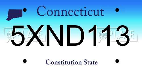 5XND113 Connecticut License Plate