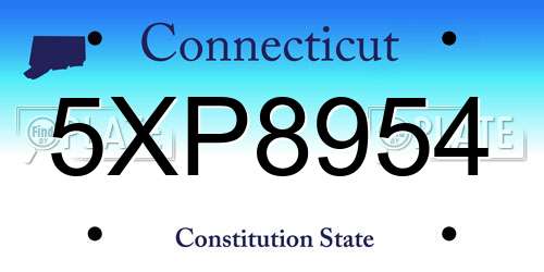 5XP8954 Connecticut License Plate
