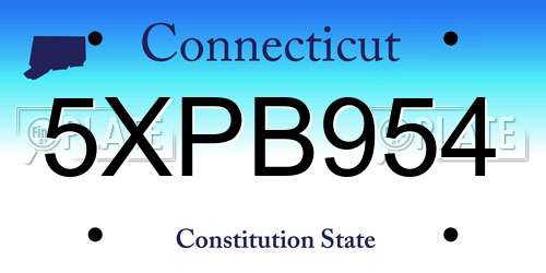 5XPB954 Connecticut License Plate