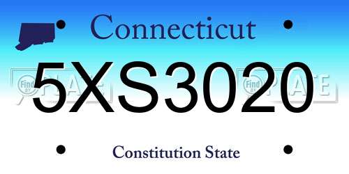 5XS3020 Connecticut License Plate