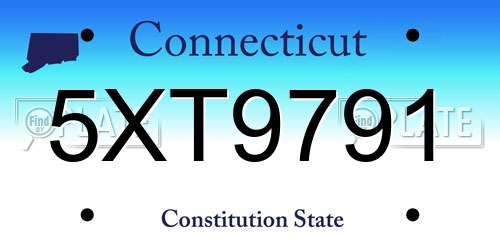 5XT9791 Connecticut License Plate