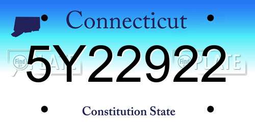 5Y22922 Connecticut License Plate