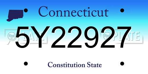 5Y22927 Connecticut License Plate