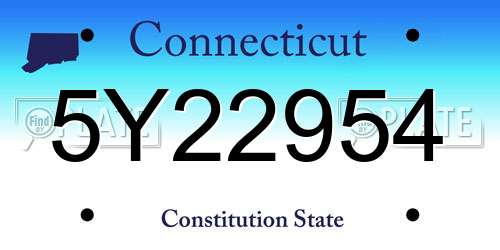 5Y22954 Connecticut License Plate