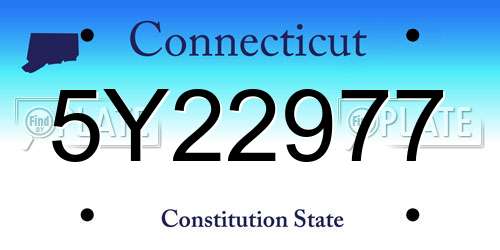 5Y22977 Connecticut License Plate