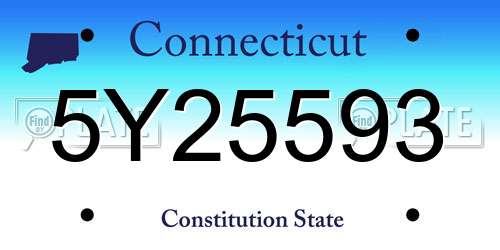 5Y25593 Connecticut License Plate