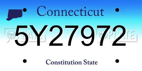 5Y27972 Connecticut License Plate
