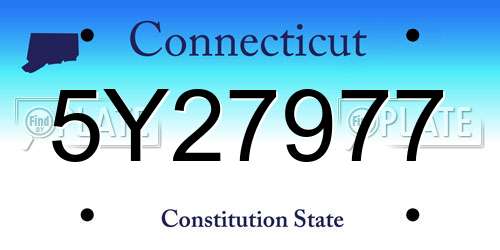 5Y27977 Connecticut License Plate