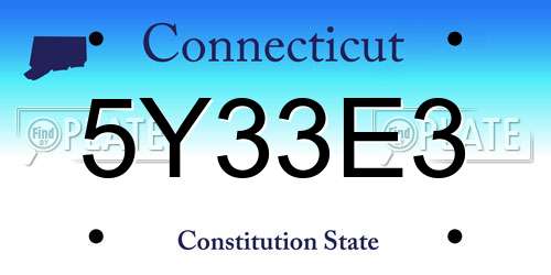 5Y33E3 Connecticut License Plate
