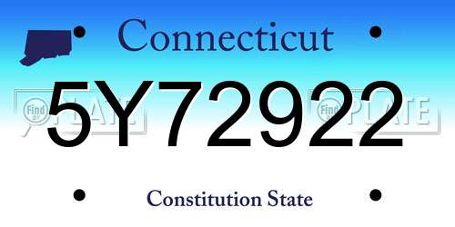 5Y72922 Connecticut License Plate