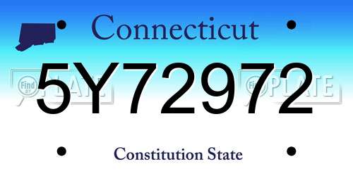 5Y72972 Connecticut License Plate