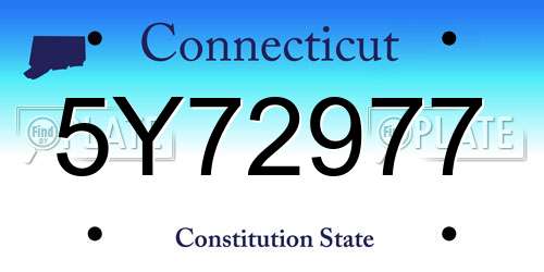 5Y72977 Connecticut License Plate