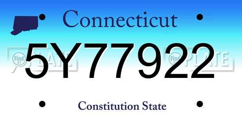 5Y77922 Connecticut License Plate