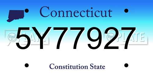 5Y77927 Connecticut License Plate