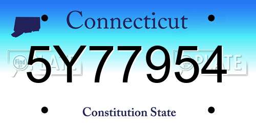5Y77954 Connecticut License Plate