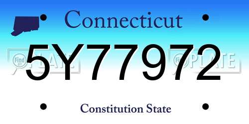 5Y77972 Connecticut License Plate
