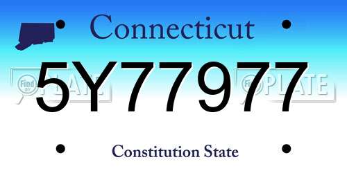 5Y77977 Connecticut License Plate