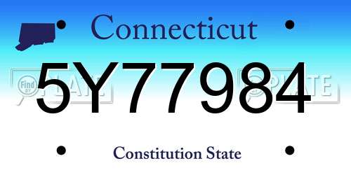 5Y77984 Connecticut License Plate