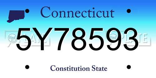5Y78593 Connecticut License Plate