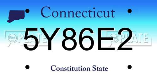 5Y86E2 Connecticut License Plate