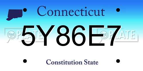 5Y86E7 Connecticut License Plate