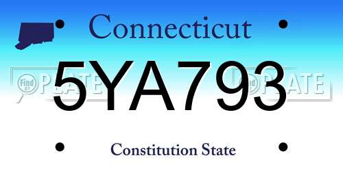 5YA793 Connecticut License Plate