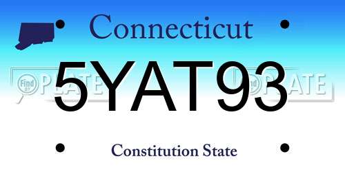 5YAT93 Connecticut License Plate