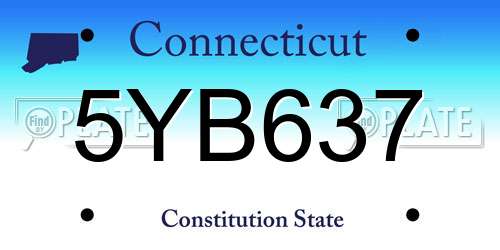 5YB637 Connecticut License Plate