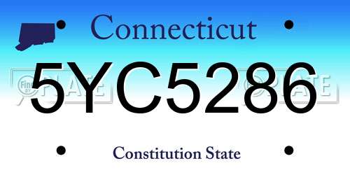 5YC5286 Connecticut License Plate