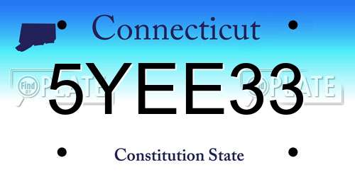 5YEE33 Connecticut License Plate