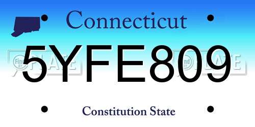 5YFE809 Connecticut License Plate