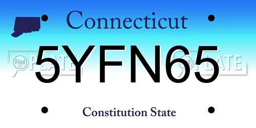 5YFN65 Connecticut License Plate