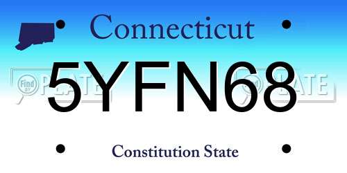 5YFN68 Connecticut License Plate