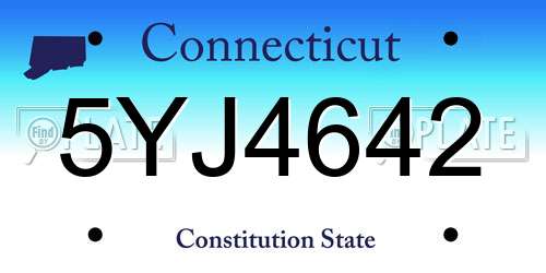 5YJ4642 Connecticut License Plate