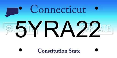 5YRA22 Connecticut License Plate