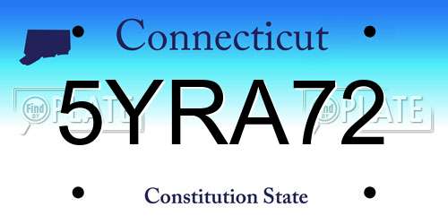 5YRA72 Connecticut License Plate