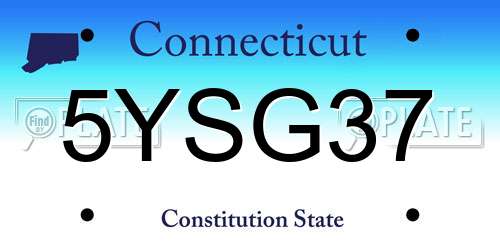 5YSG37 Connecticut License Plate