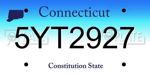 5YT2927 Connecticut License Plate