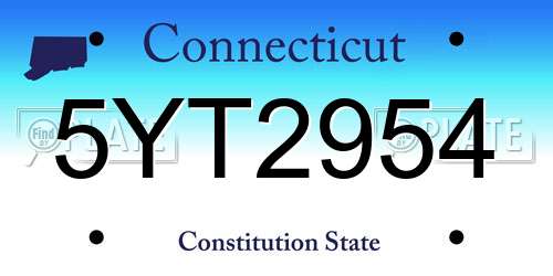 5YT2954 Connecticut License Plate